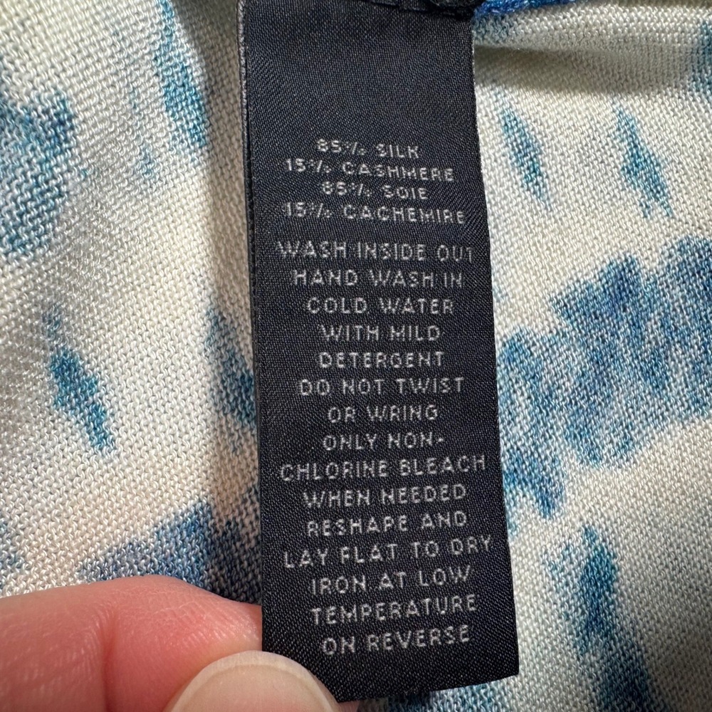 Saks Fifth Avenue Cardigan Womens XS Blue Tie Dye Silk Cashmere Longline Luxury - Picture 5 of 8